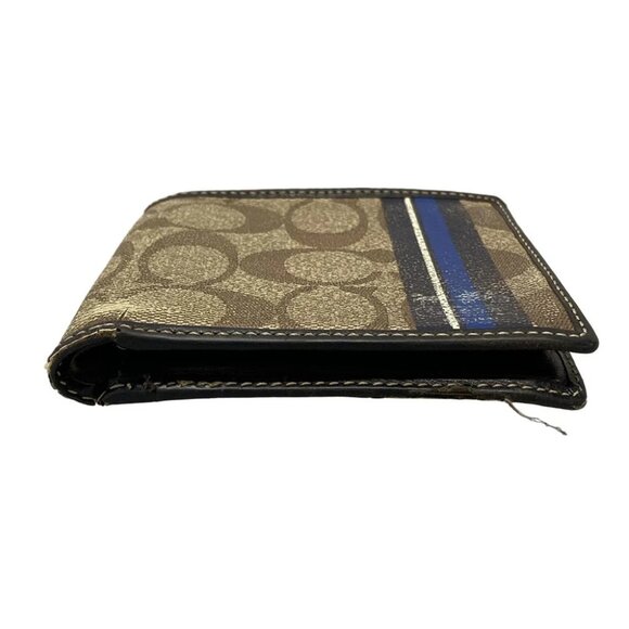 Auth COACH Signature - Brown Beige Black PVC Leather Bifold Wallet - Picture 7 of 13